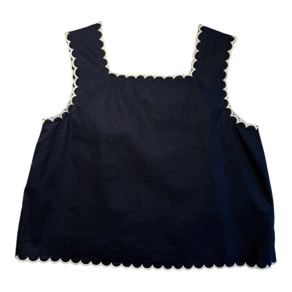 Crewcuts Navy Blue Scalloped Square Neck Tank Top Girls' Size 7 NWT